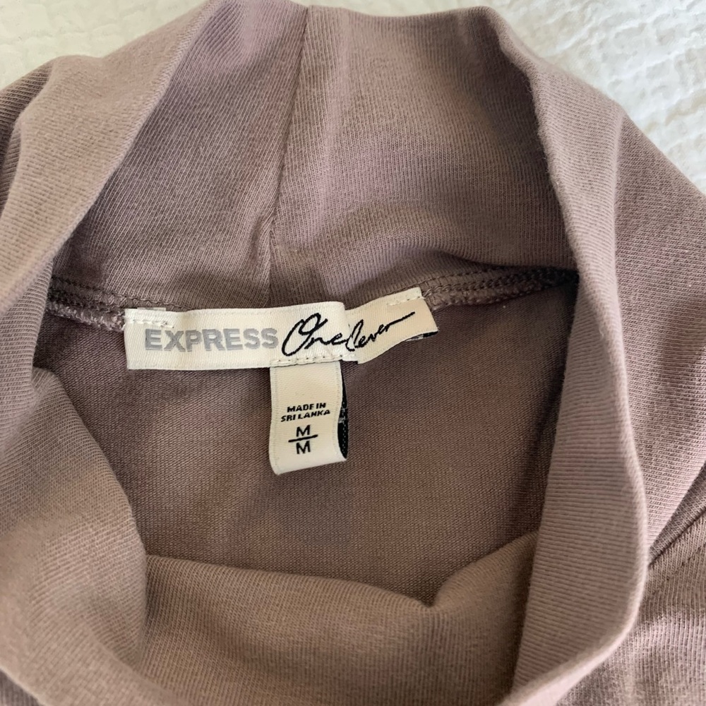 Express One Eleven Tan Mock Neck Crop Top - Picture 3 of 3